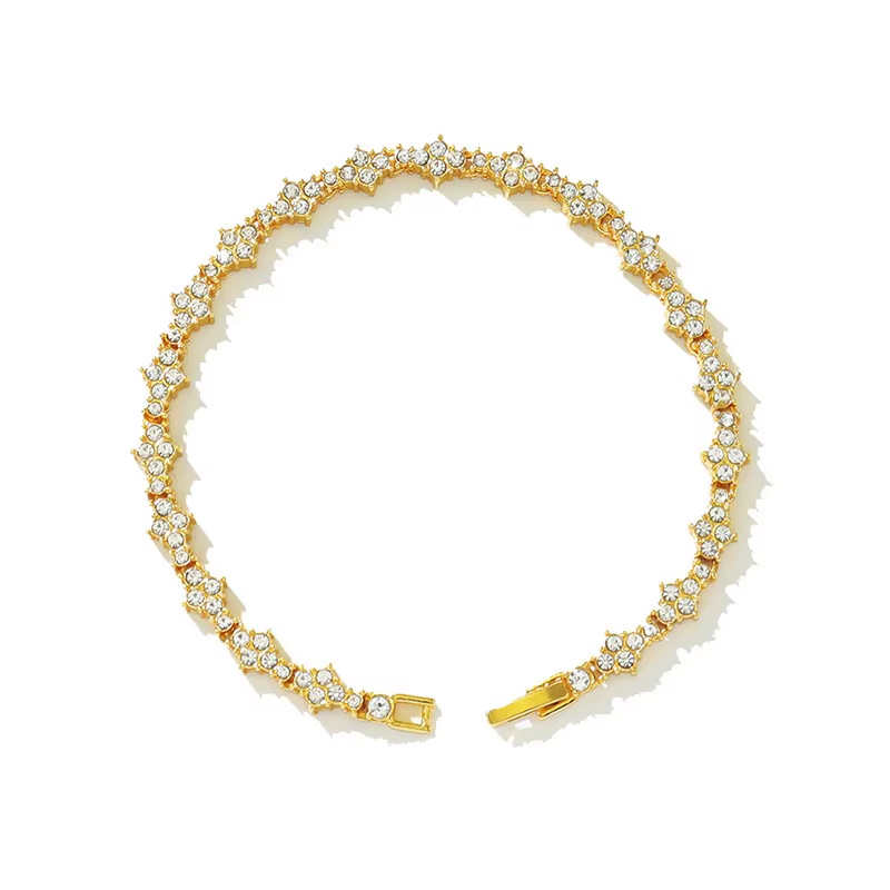 Bracelet croisé en forme de fleur en Zircon brillant pour femmes et hommes, chaîne de Tennis à la mo