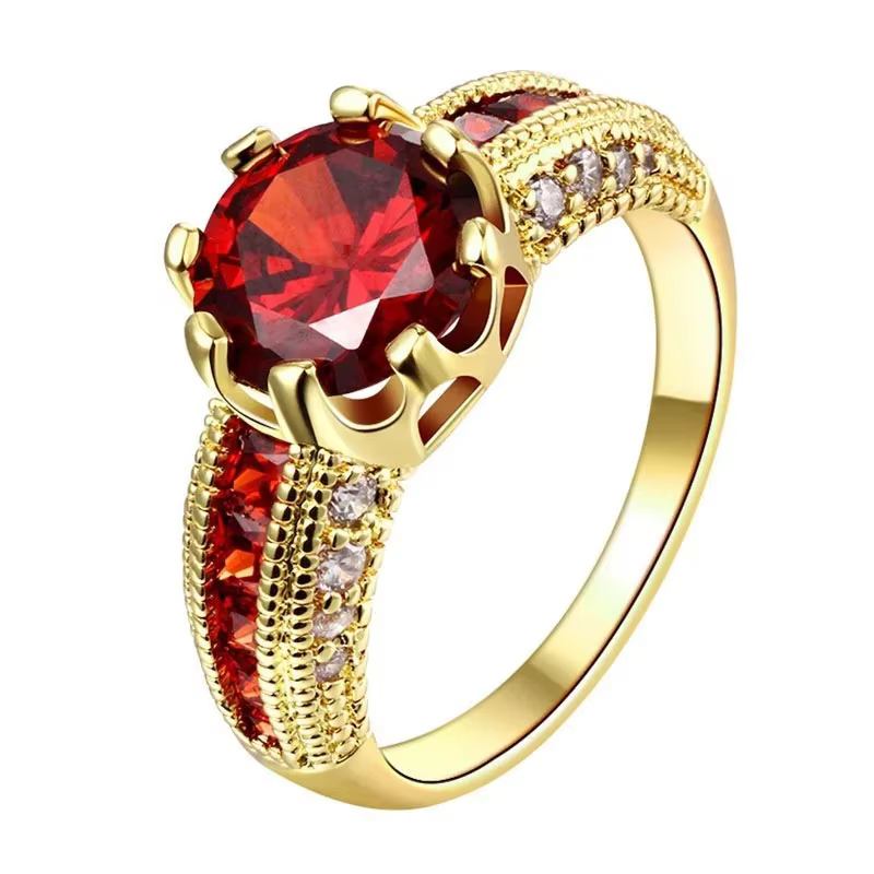 Bagues de fiançailles de mariage en or jaune massif 18 carats pour femmes, bijoux fins à la mode, ca