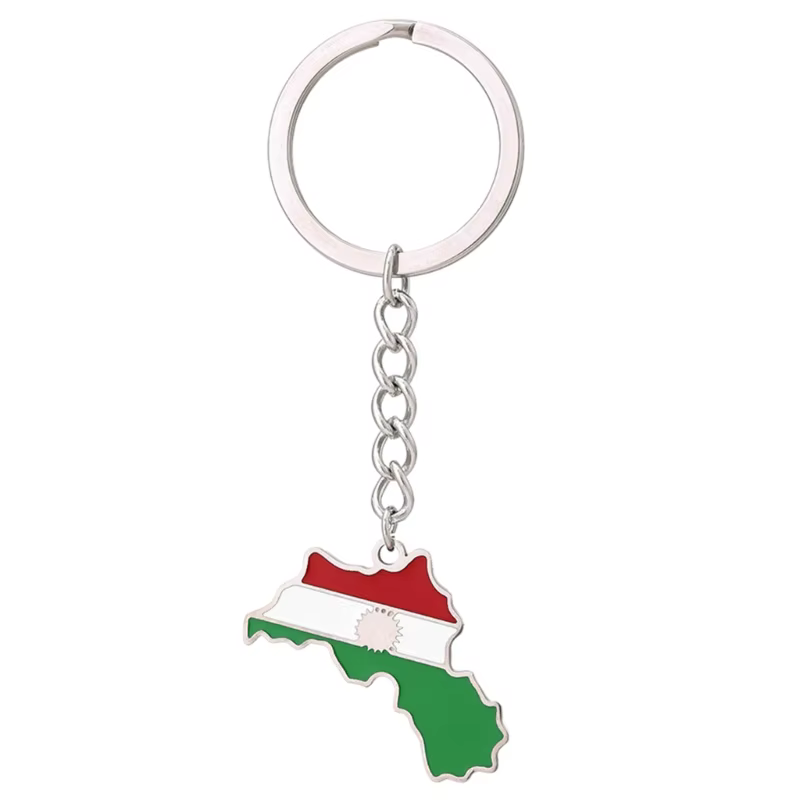 Porte-clés élégant avec carte du Kurdistan, pendentif couleur or/argent, accessoire Unique ethnique 