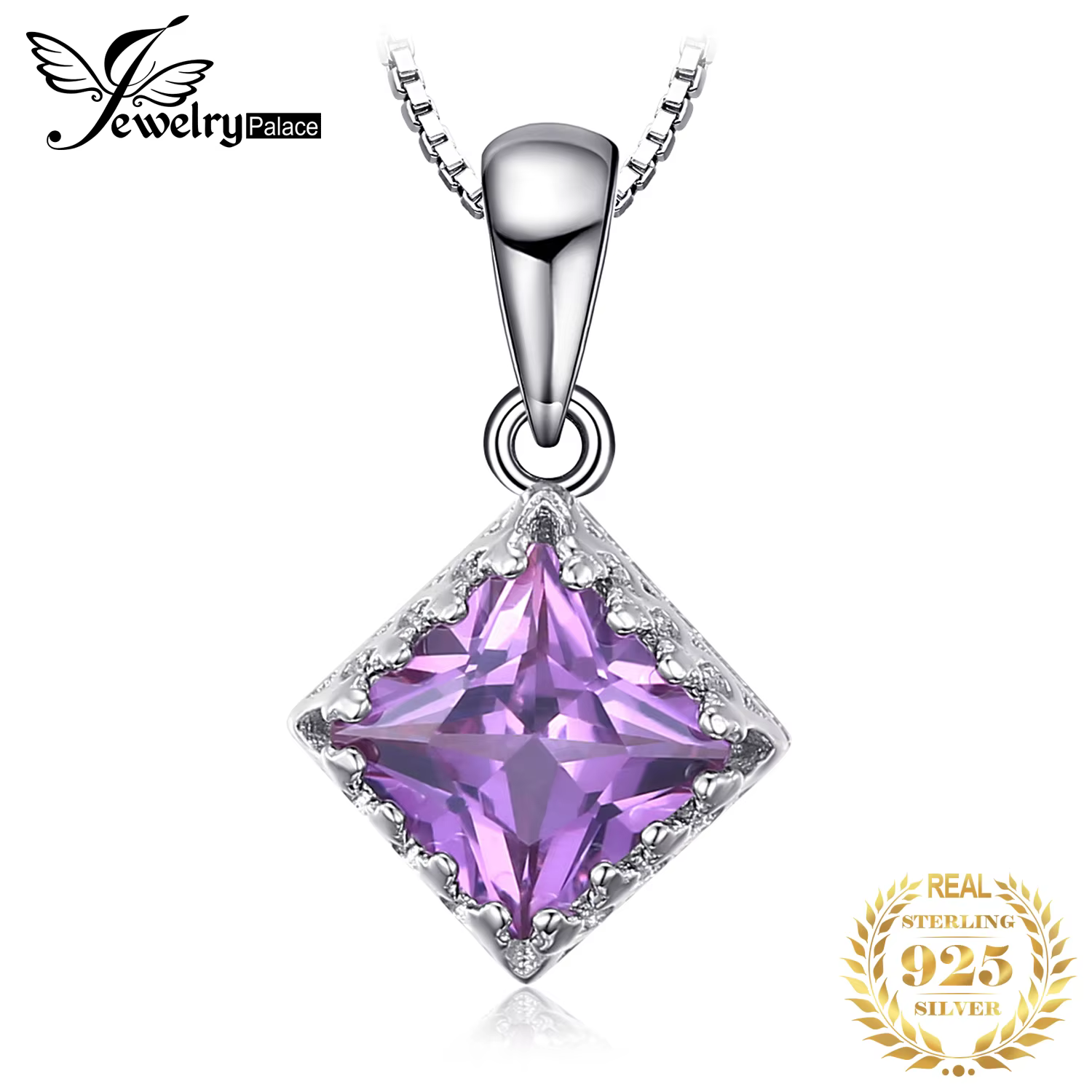 JewelryPalace – collier carré en argent Sterling 925, pendentif en forme de saphirs d'alexandrite, s