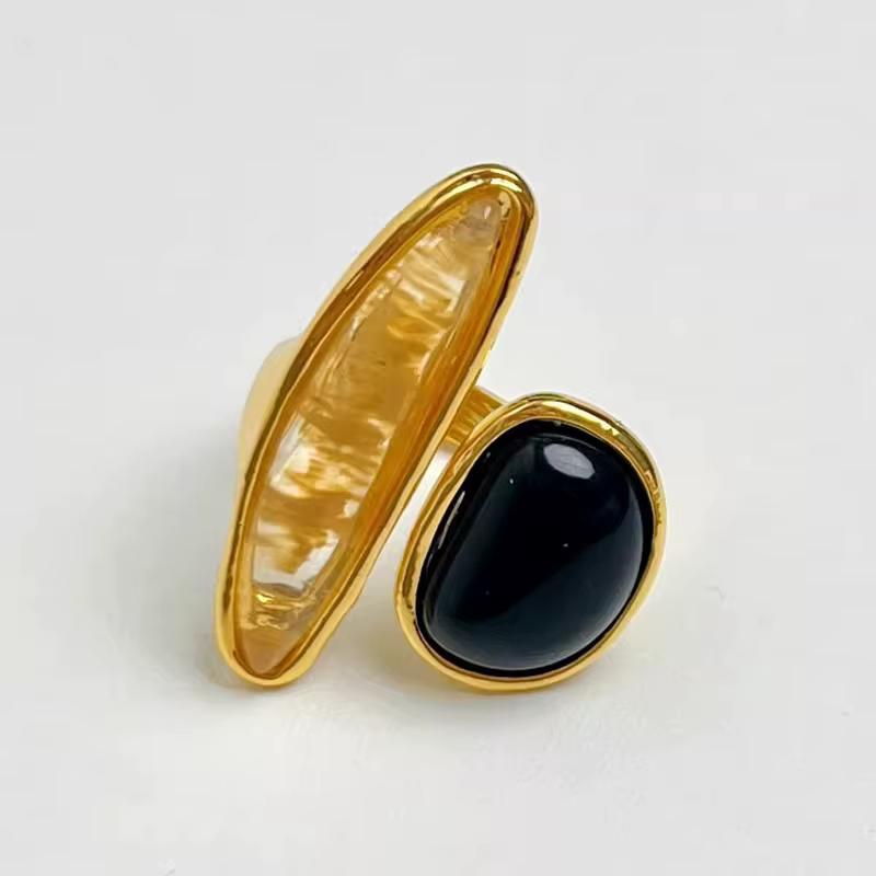 Bague ouverte irrégulière de style français, bague ouverte en cristal tendance, bijoux de fête éléga