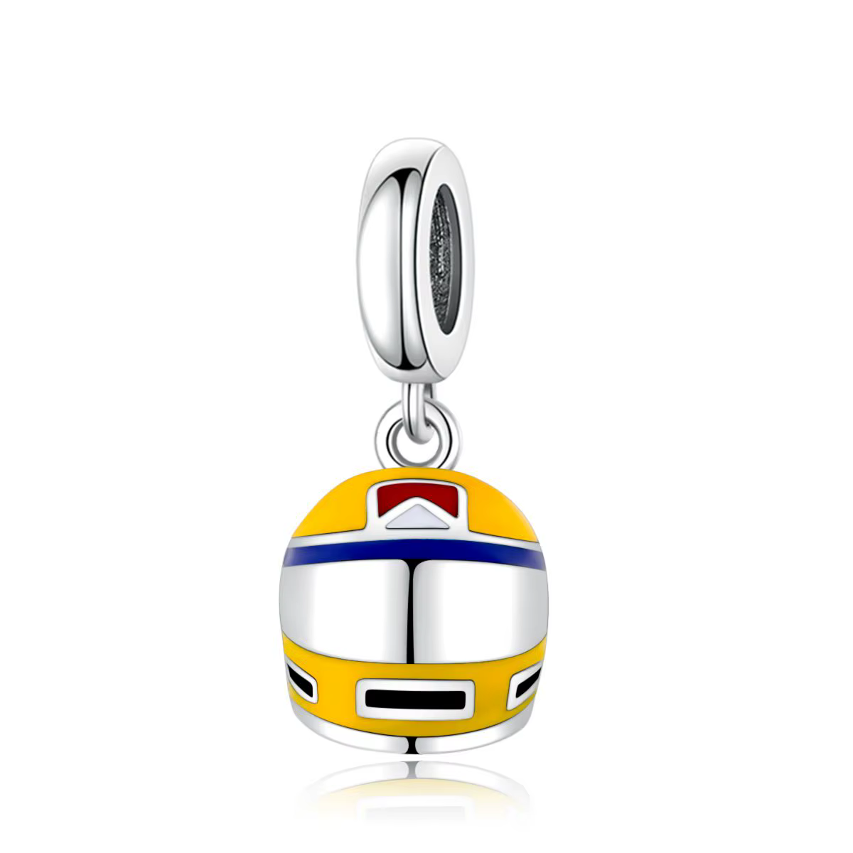 Breloques Pan Charms en argent sterling 925, perles casque de course jaunes, compatibles avec bracel