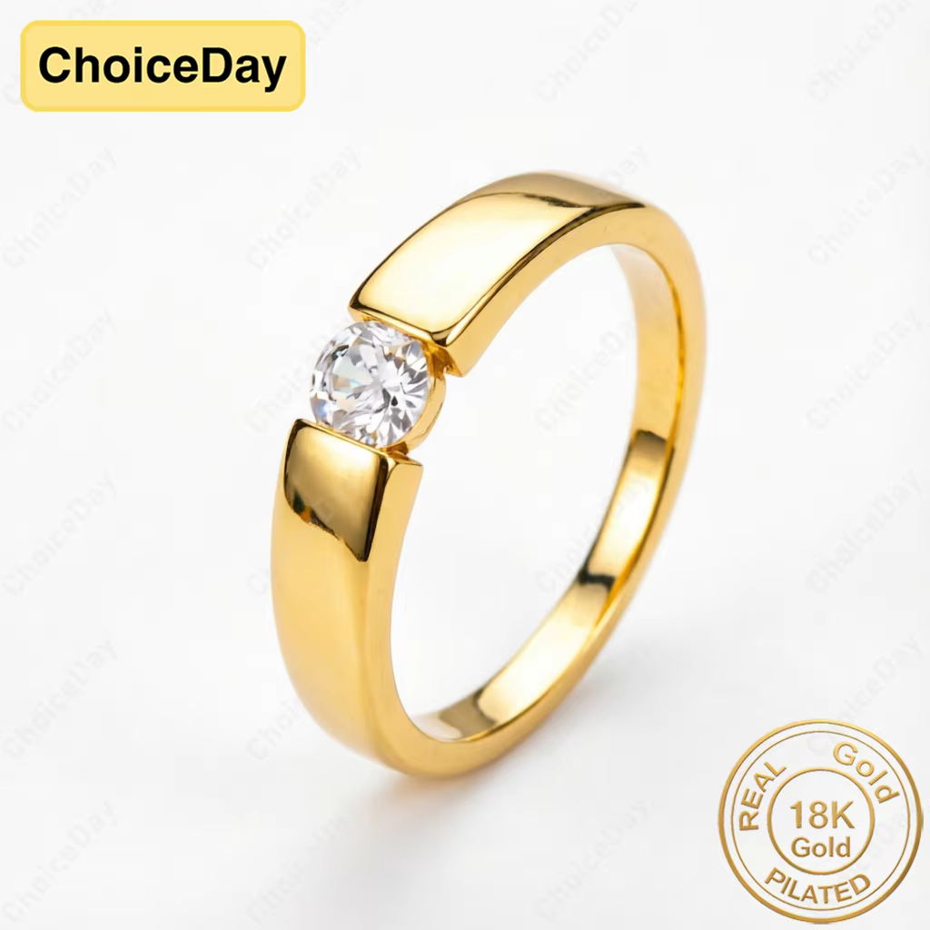 Bague en Zirconium à une seule griffe plaquée or 18 carats, luxueuse et raffinée, accessoire élégant