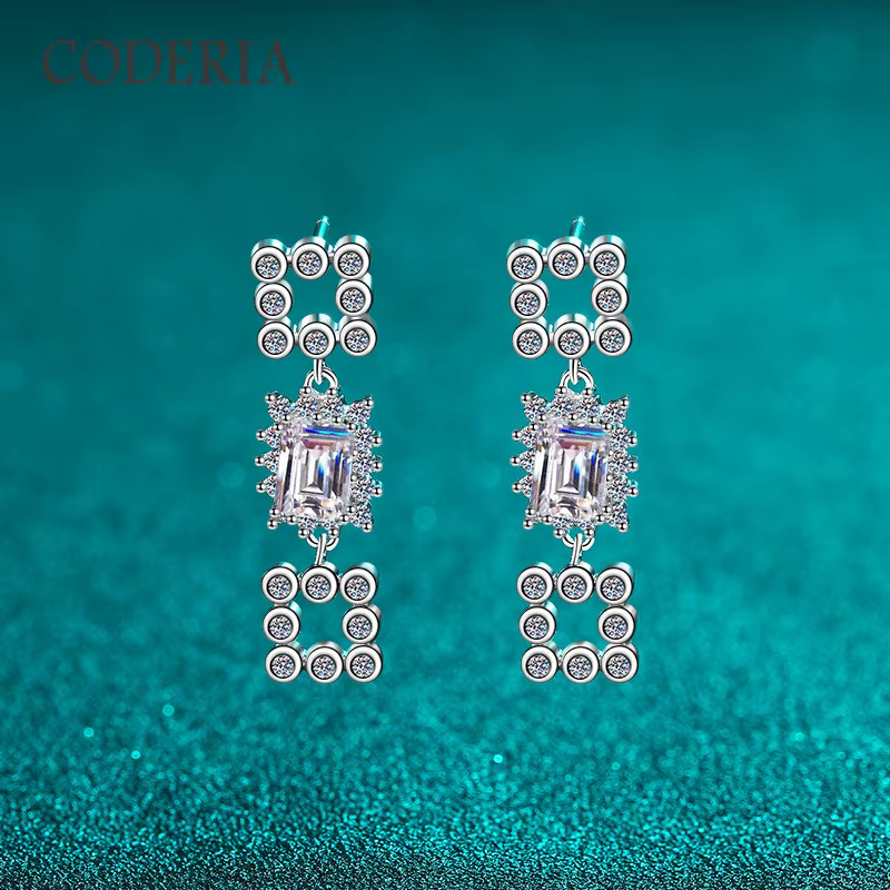 Boucles d'oreilles en argent regardé 925 plaqué or blanc 18 carats pour femme, couleur D véritable, 