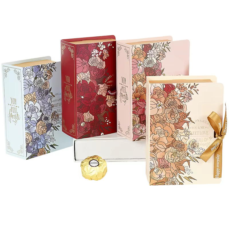 Boîte-cadeau de mariage créative en forme de livre pour invités, boîtes d'emballage en papier, bonbo