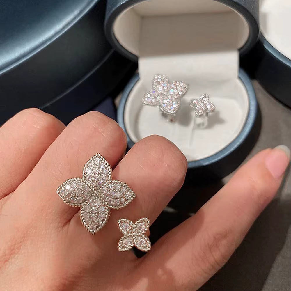 CAOSHI – bague d'ouverture de fleur esthétique Chic pour femmes, accessoires de fête quotidiens avec