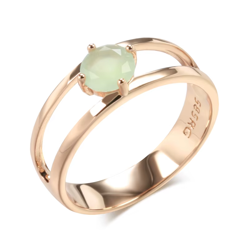 SYOUJYO – bague découpée en Zircon naturel vert émeraude pour femmes, Design Simple, couleur or Rose