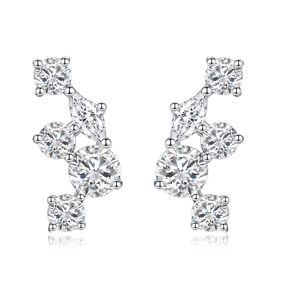Vinregem – boucles d'oreilles scintillantes en diamant à haute teneur en carbone pour femmes, clous 