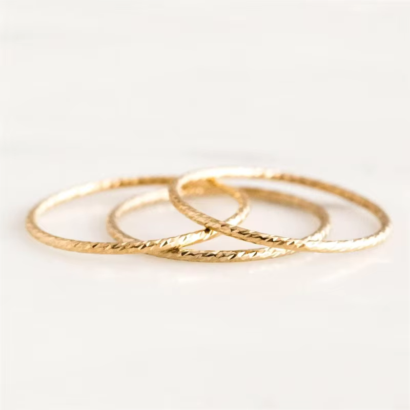 Bague à empiler en or 14K, bijoux minimalistes, anneaux hypoallergéniques, résistants au ternissemen