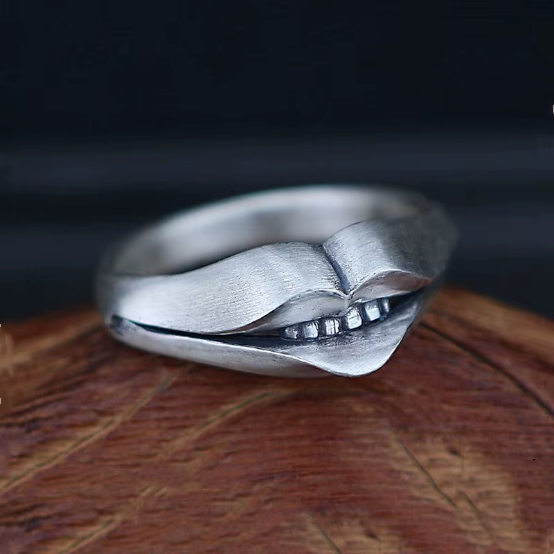 Buyee 925 bague en argent Sterling mode doigt doux baiser anneau ouvert pour femmes hommes mode mign