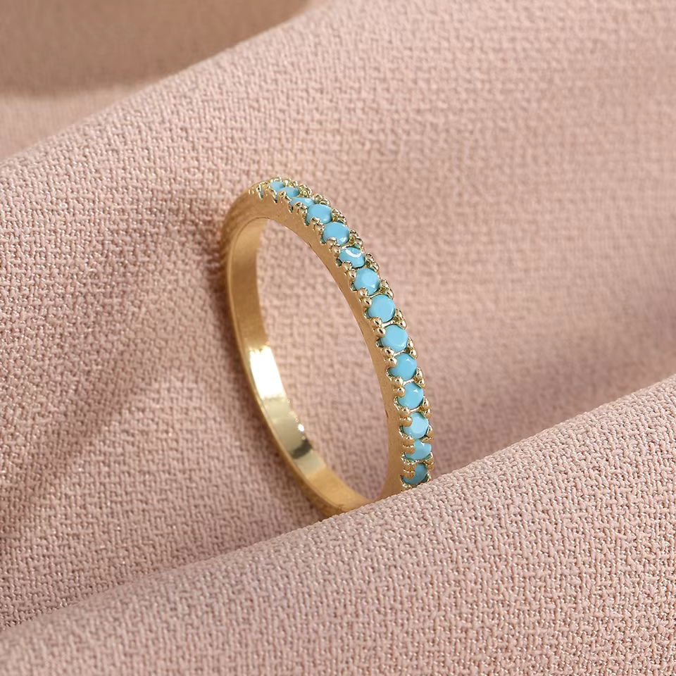 ZAKOL – ensemble de bagues en Zircon Turquoise pour femmes et hommes, nouveau Design Original exquis