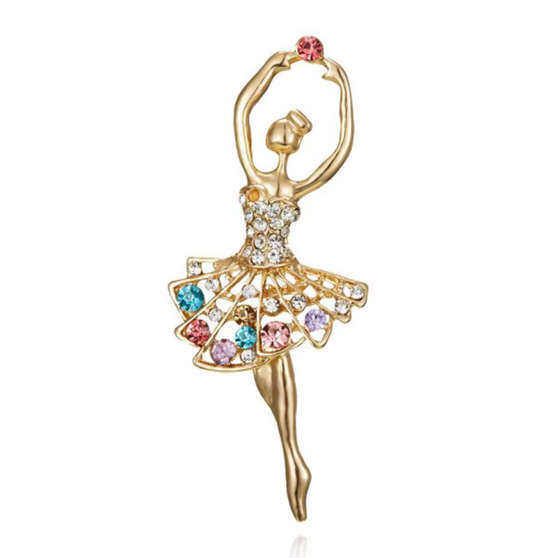 Broches de danse et de gymnastique artistique pour femmes, en cristal de zircon scintillant, pour ro