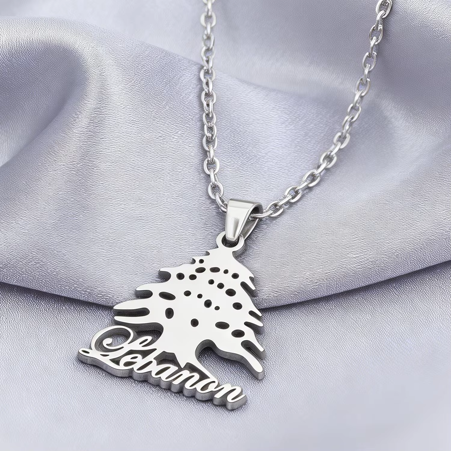YILUOCD Collier pendentif cèdre du Liban en acier inoxydable, avec emblème national libanais, bijoux