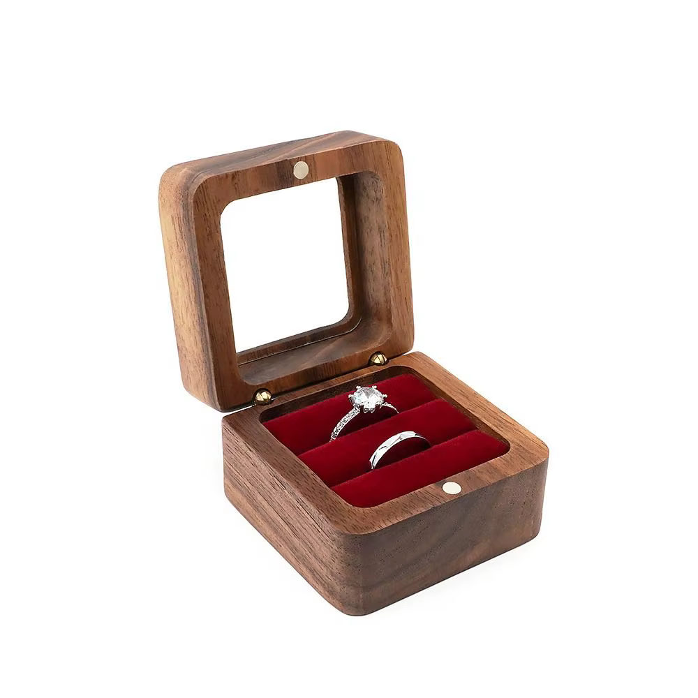Boîte de rangement en bois pour cadeaux d'amour, présentoir à bagues pour amoureux, boîte de rangeme