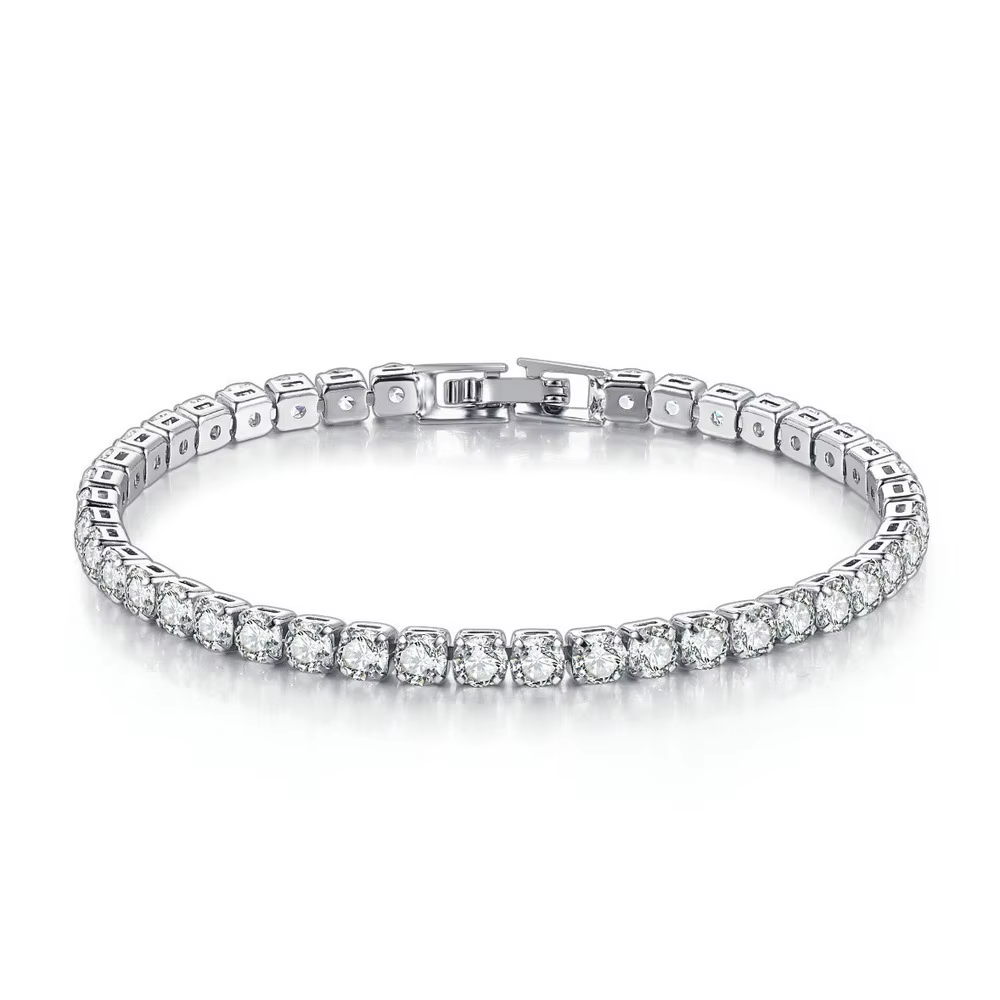 Bracelet de Tennis en zircone pour femmes, 4mm, breloque en cristal, chaîne fine de styliste, bijoux