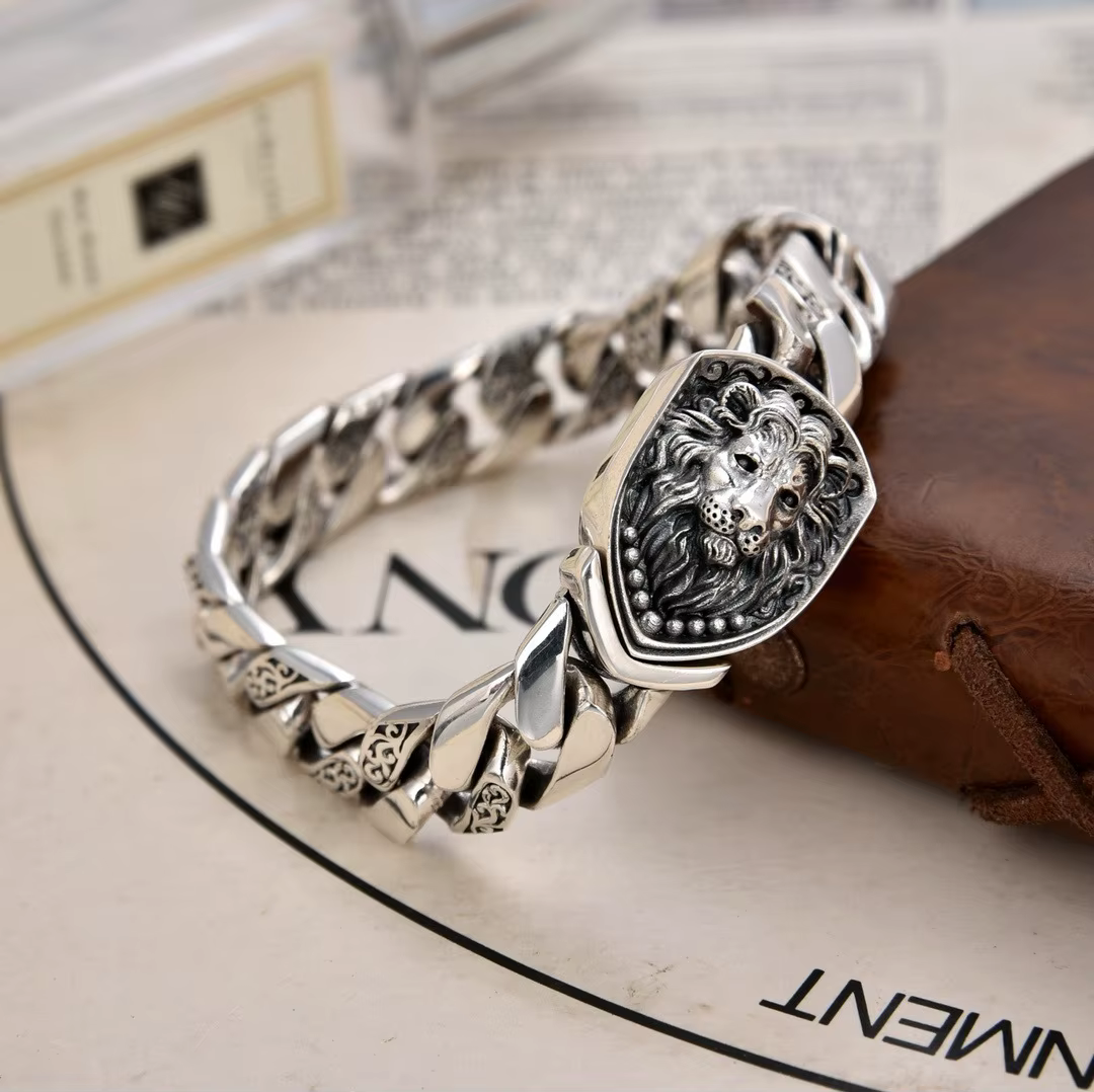 Bracelet en argent sterling S925, prix d'usine, dominateur, réservoir de lion, splendide, tendance,