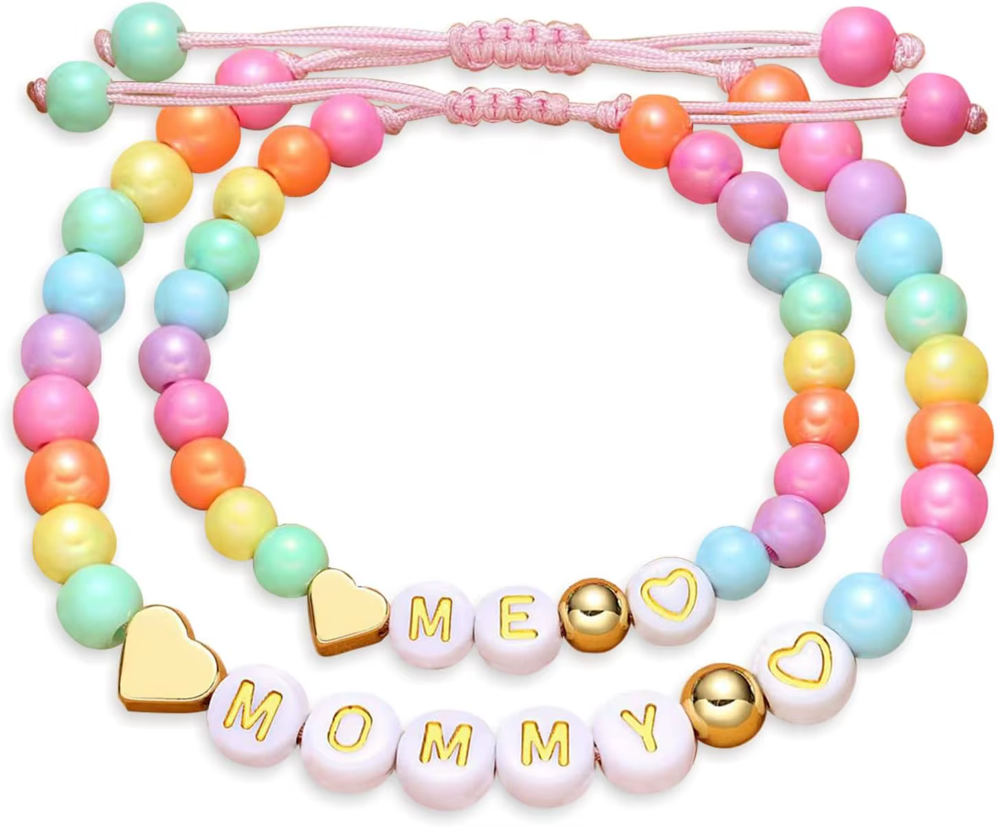 Ensemble de bracelets de perles mère-fille pour 2, maman et mini bracelets coeur assortis pour maman