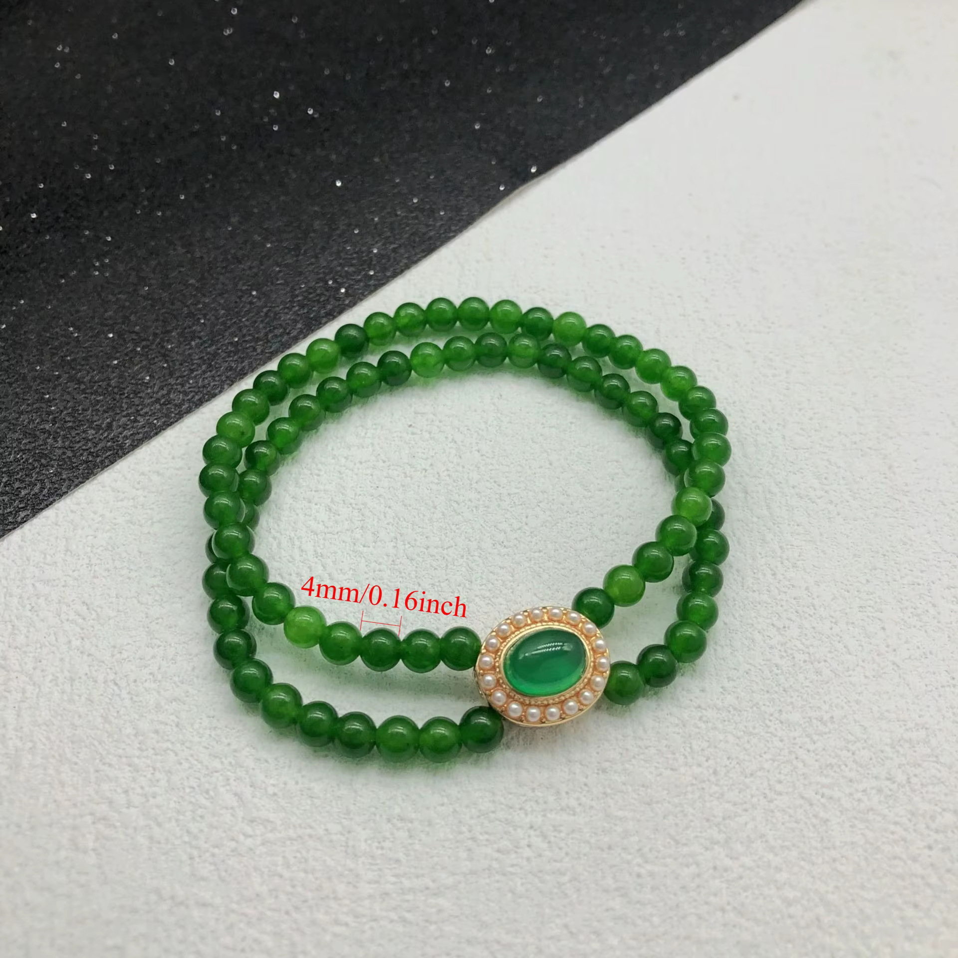 Bracelet en Chrysoprase de Style chinois pour femmes, perles rondes de 4MM 6MM, Double couche, bijou