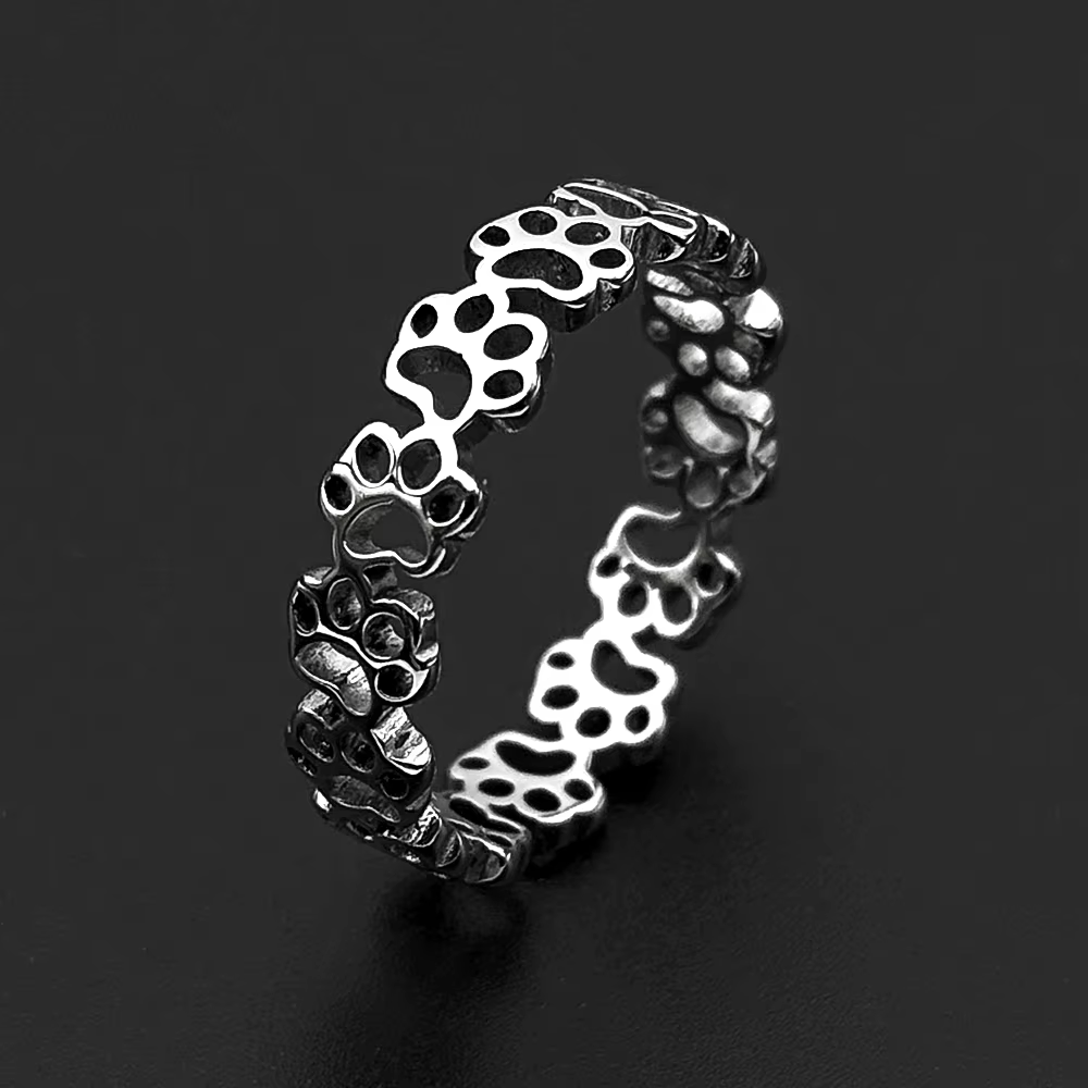 Bague empilable en acier inoxydable avec empreinte de patte de chien ou de chat, bijou pour les amou