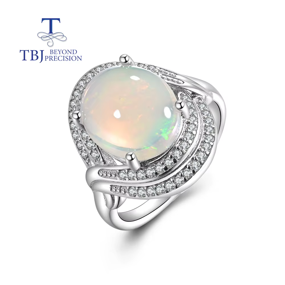 Bague élégante en argent regardé 925 avec opale naturelle pour femme, bijoux fins pour femme, mariag