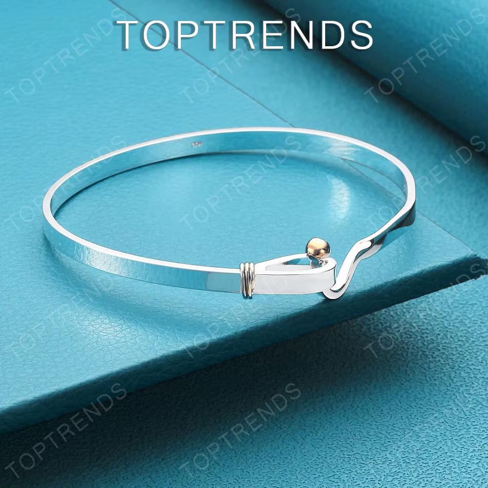 Bracelet rond simple réglable en argent Sterling 925 pour hommes et femmes, accessoires de bijoux po