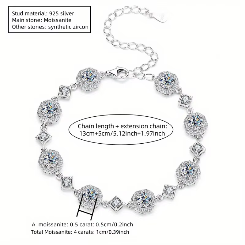 Un bracelet de bijoux de haute qualité au style classique et élégant, en argent sterling 925 et une 