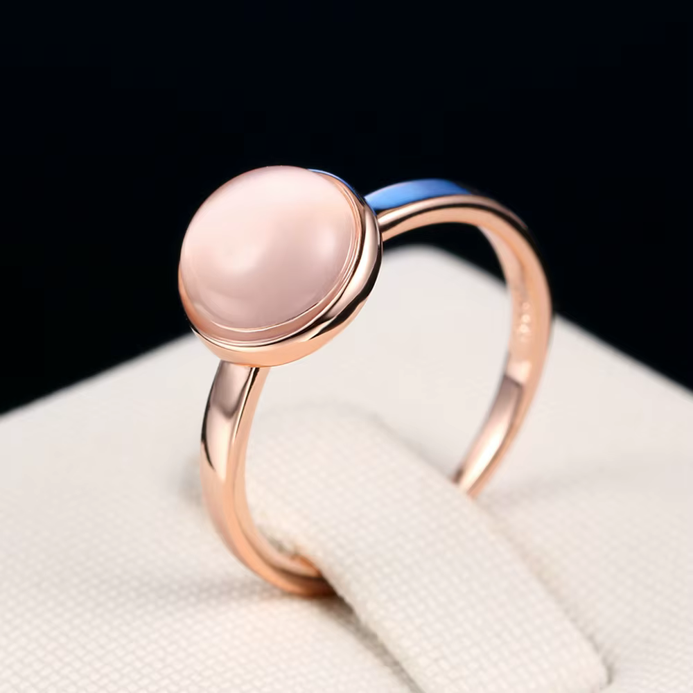 Double Fair-Bague en pierre œil de chat pour femme, bijou de marque, semi-réservoir, or rose, DFR153