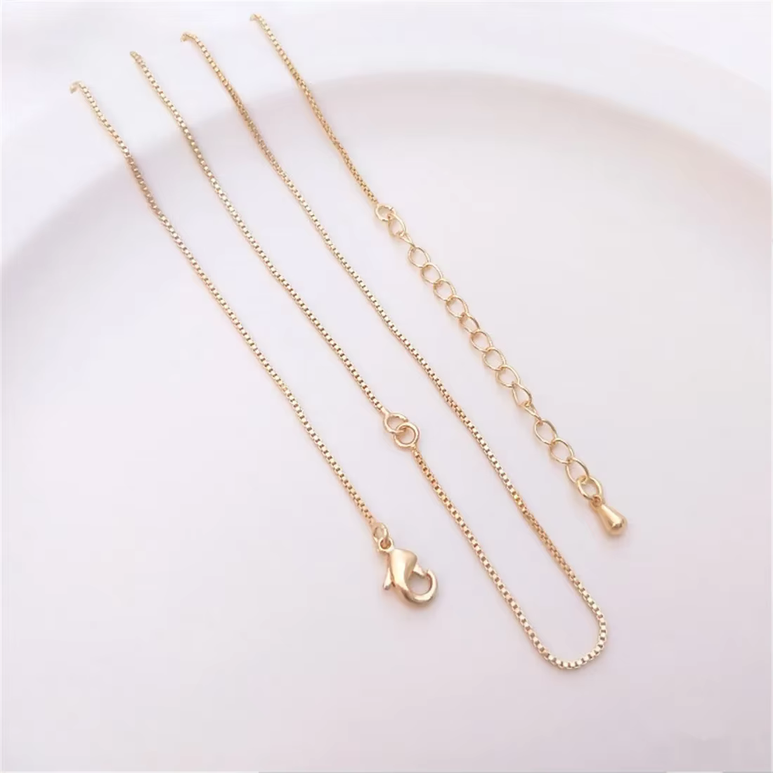 JOUniversal-Boîte à double anneau enveloppée en or 14 carats, collier, clavicule nue, bijoux de bric