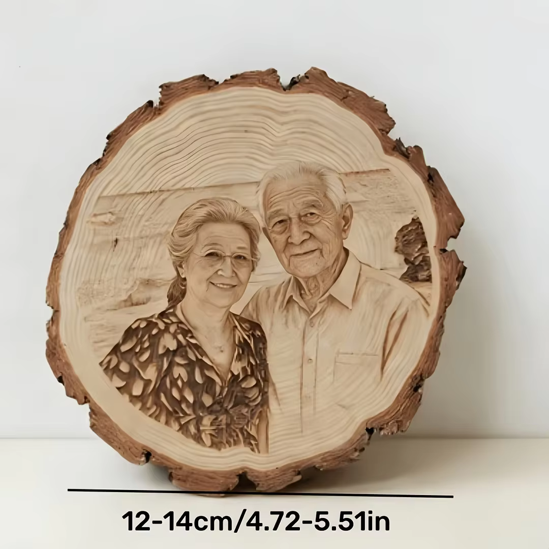 Ornement photo en bois vintage personnalisé – Décoration photo sur mesure pour groupes et photos ind