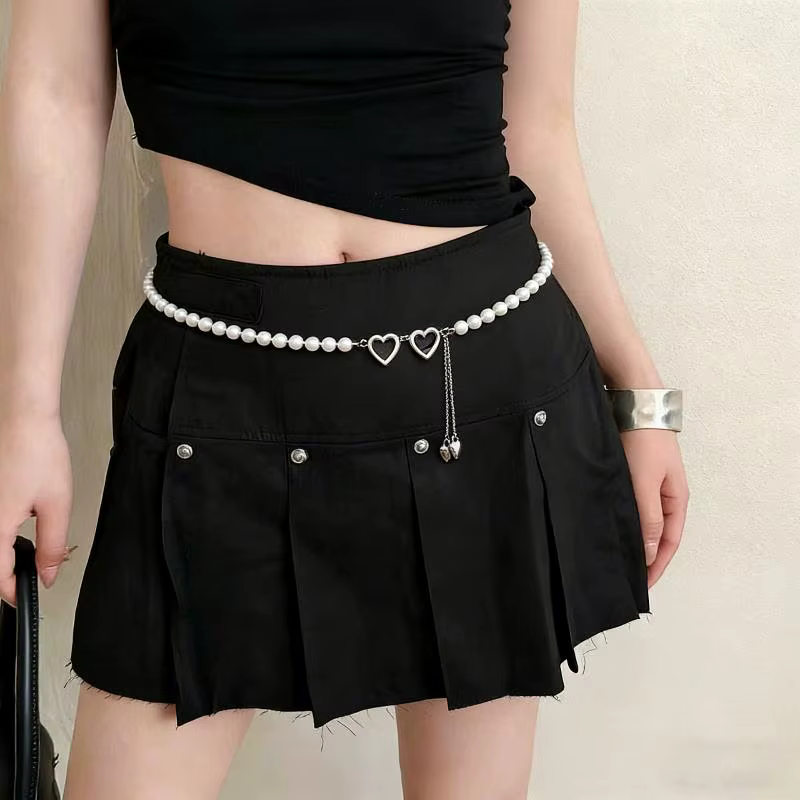 【Xia2】Chaîne de taille Y2K en strass brillants pour femmes, chaîne de corps en cristal et perles, ce