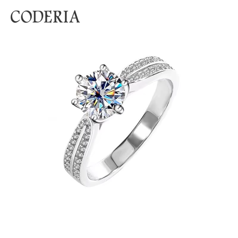 Bague de mariage en argent pur S925 pour femme, bague en diamant de fiançailles Moissanite, 6 griffe