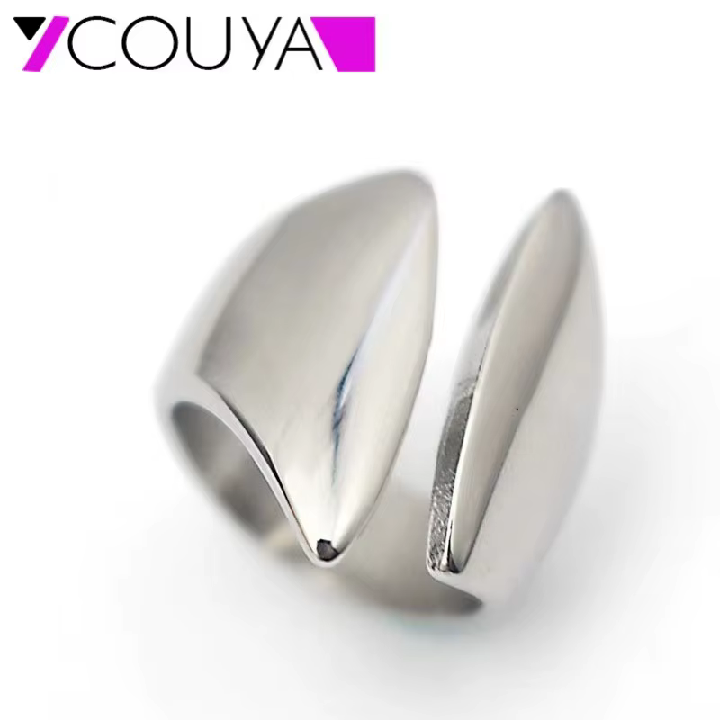 Bague en argent pour femme, acier inoxydable, matiques ouvertes, plaqué or 18 carats, bijoux élégant
