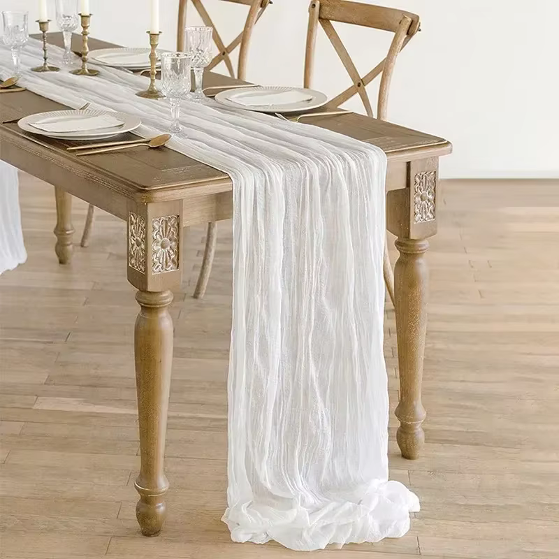 Chemin de Table en gaze, décoration de salle à manger, 90x300CM, rustique, style Boho, plage, fête d