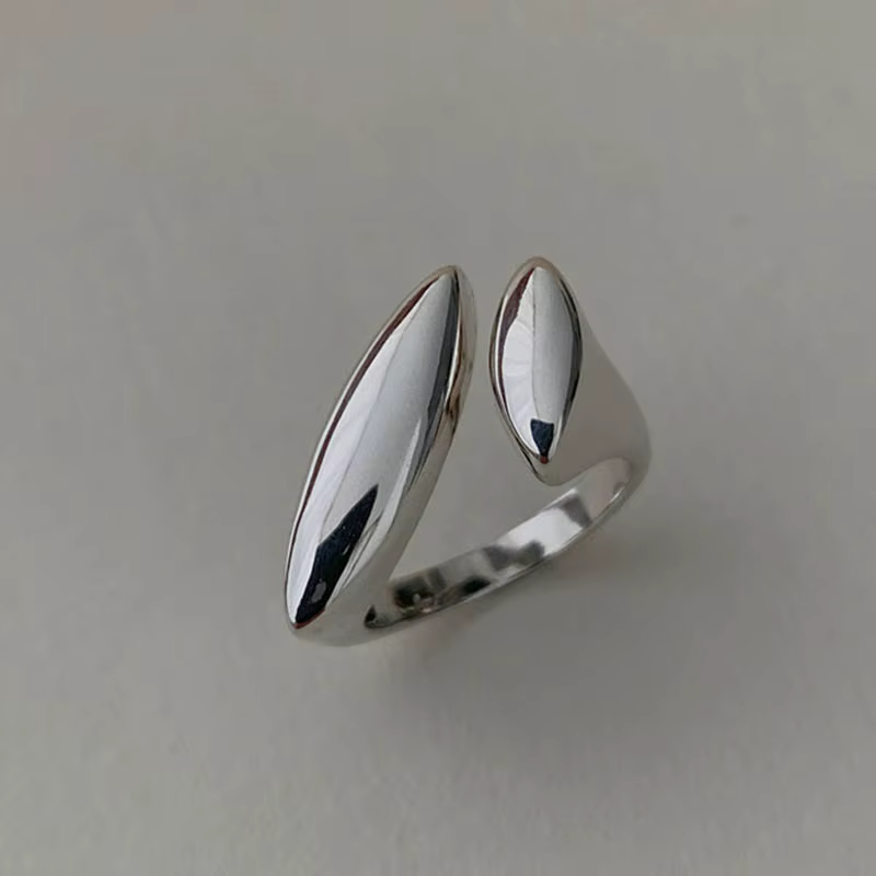 Bague de document en argent pour femme, bijoux plats simples, doigt ouvert, vintage, fait à la main,