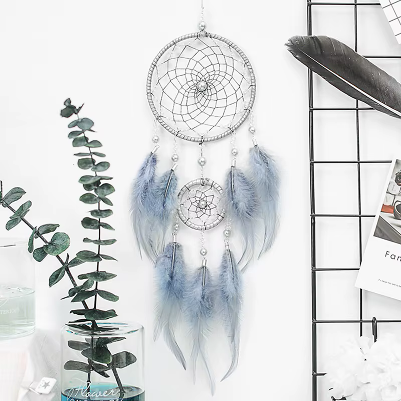 Attrape-rêves-plume traditionnelle faite à la main tenture murale décor à la maison ornement artisan