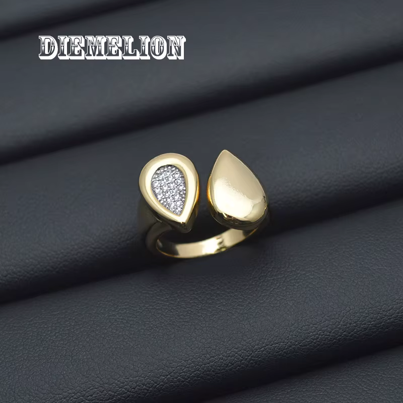 Bagues ouvertes à Double goutte d'eau ajourées pour femmes et hommes, accessoires de bijoux uniques 