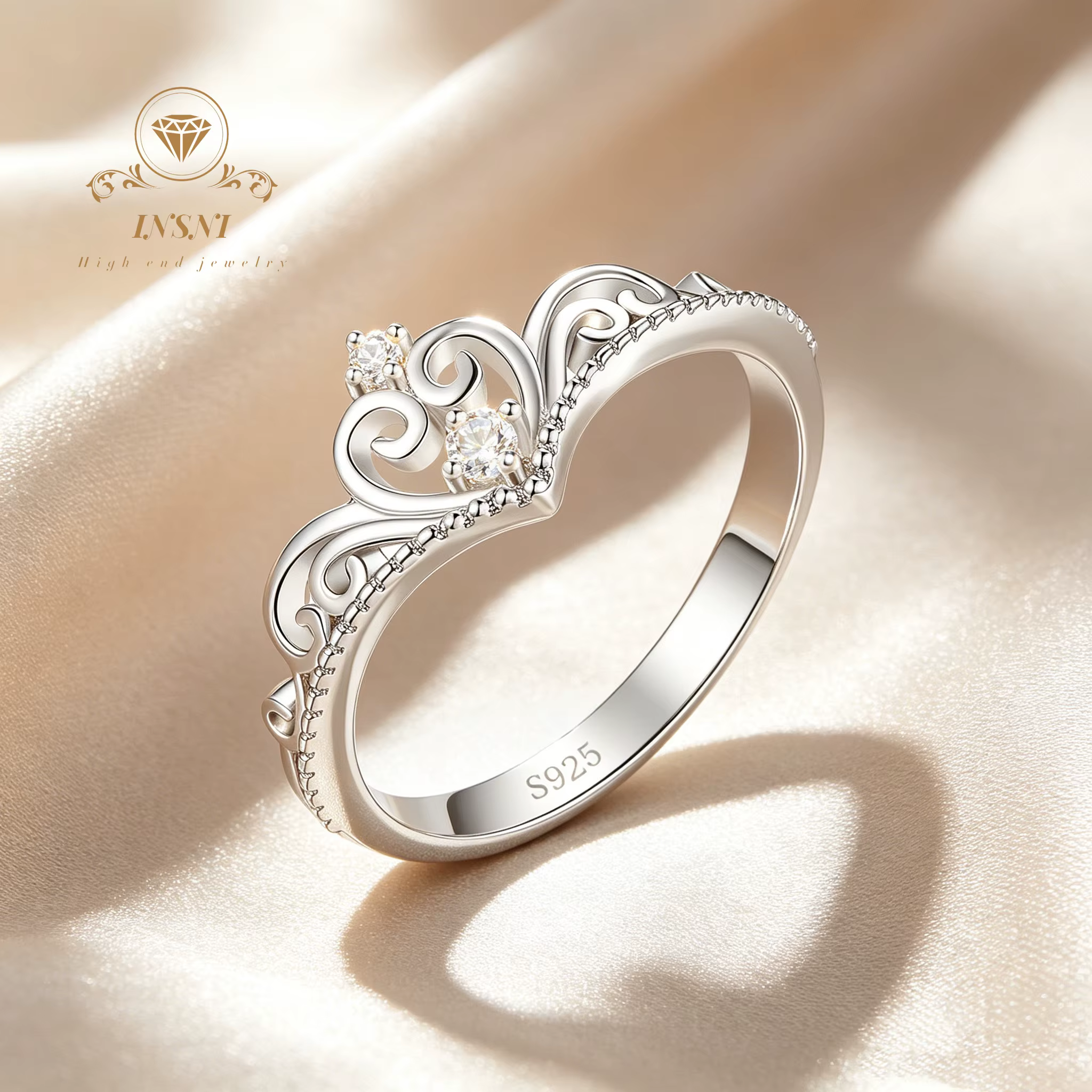 Bague Couronne de Princesse pour Femme, Style Simple et Polyvalent, Bague d'Index, Bijoux en Argent 