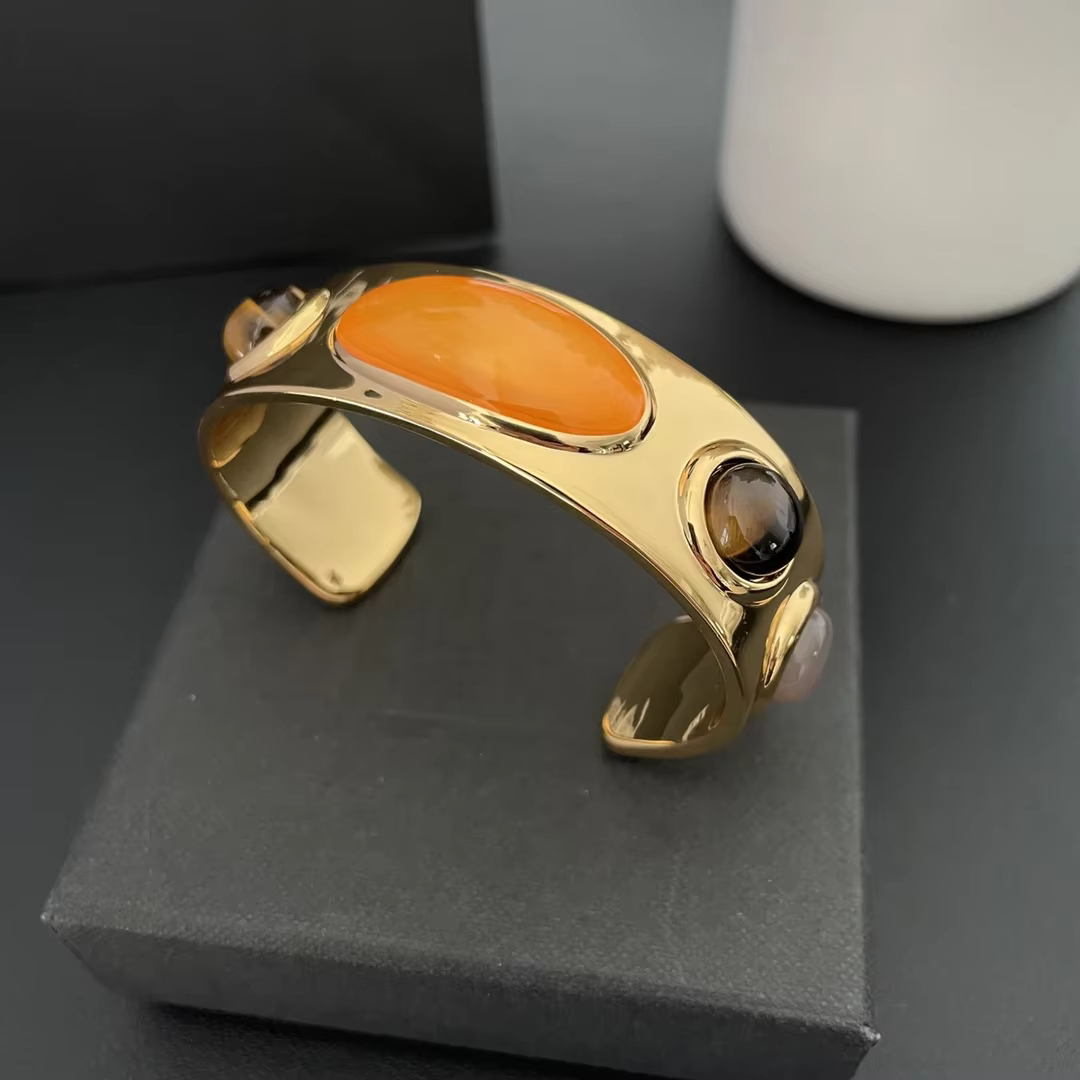 Bracelet Vintage en pierre naturelle et or pour femmes, marque de styliste européen, bijoux de luxe 