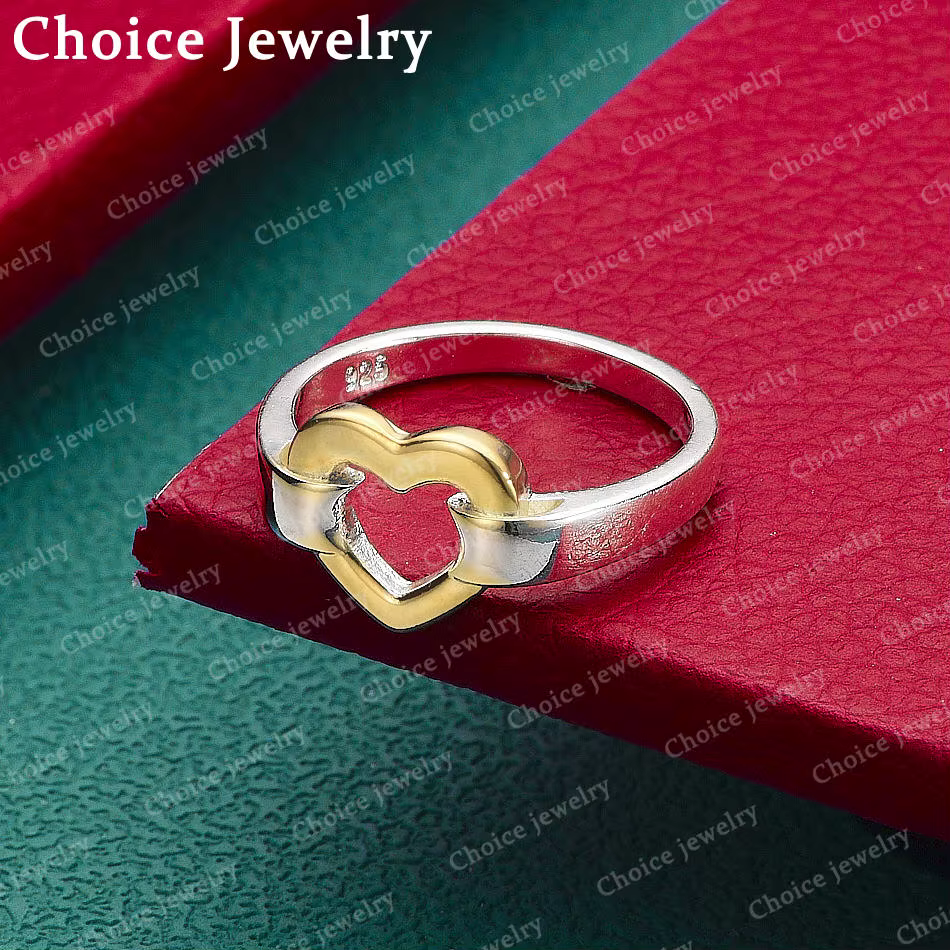 Bague de fiançailles en argent Sterling 925, cœur jaune, pour femmes et hommes, accessoires de maria
