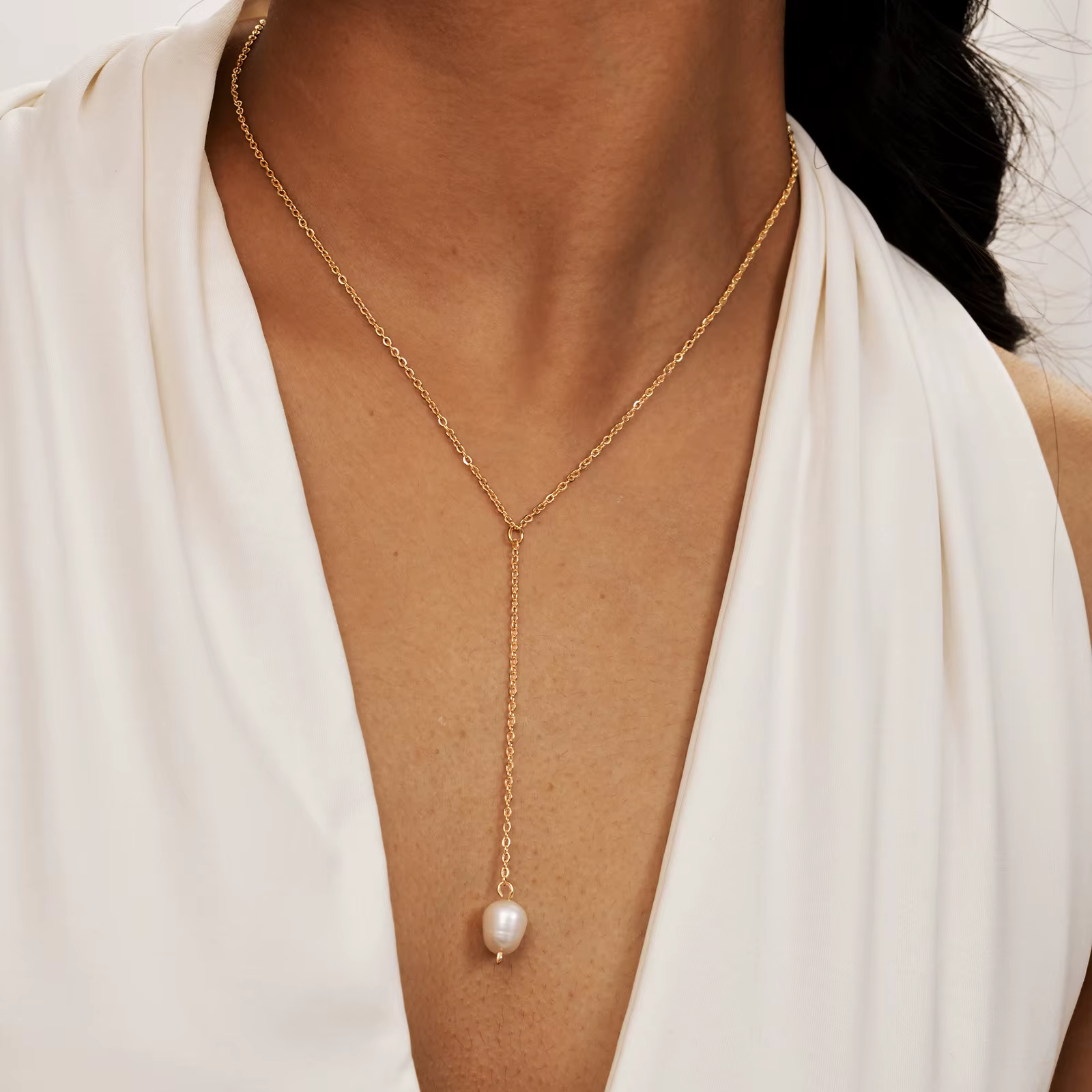 DstressY Lariat Collier avec Pendentif de Barre, Acier Inoxydable, Bijoux Longs, Colliers de la raq 