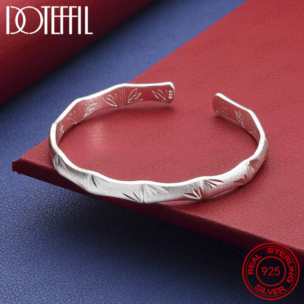 Bracelet en bambou en argent Sterling 925, un accessoire de fête élégant pour femmes, bijoux