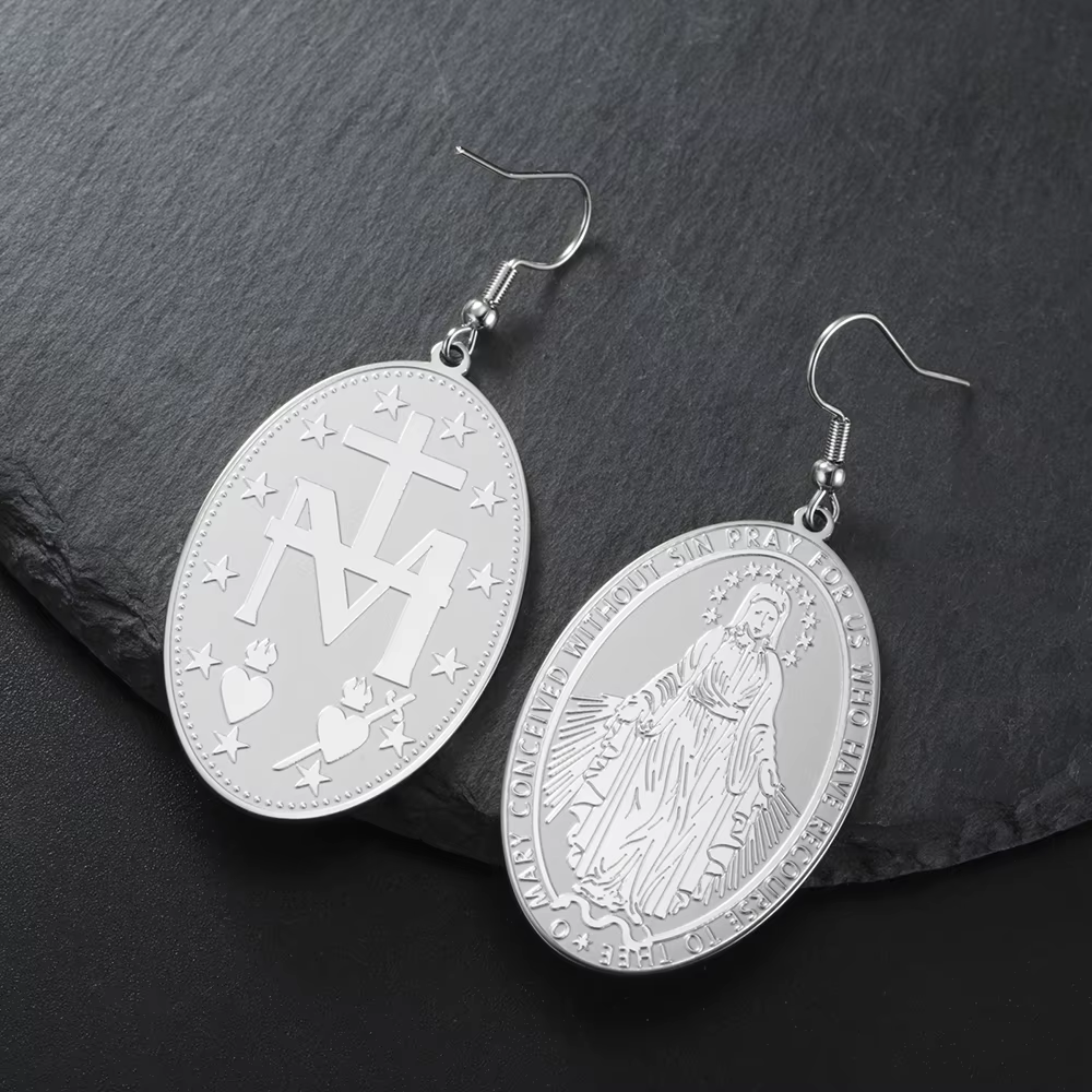 Dawapara vierge marie mère de dieu pendentif boucles d'oreilles religieux catholique bénédiction Tal