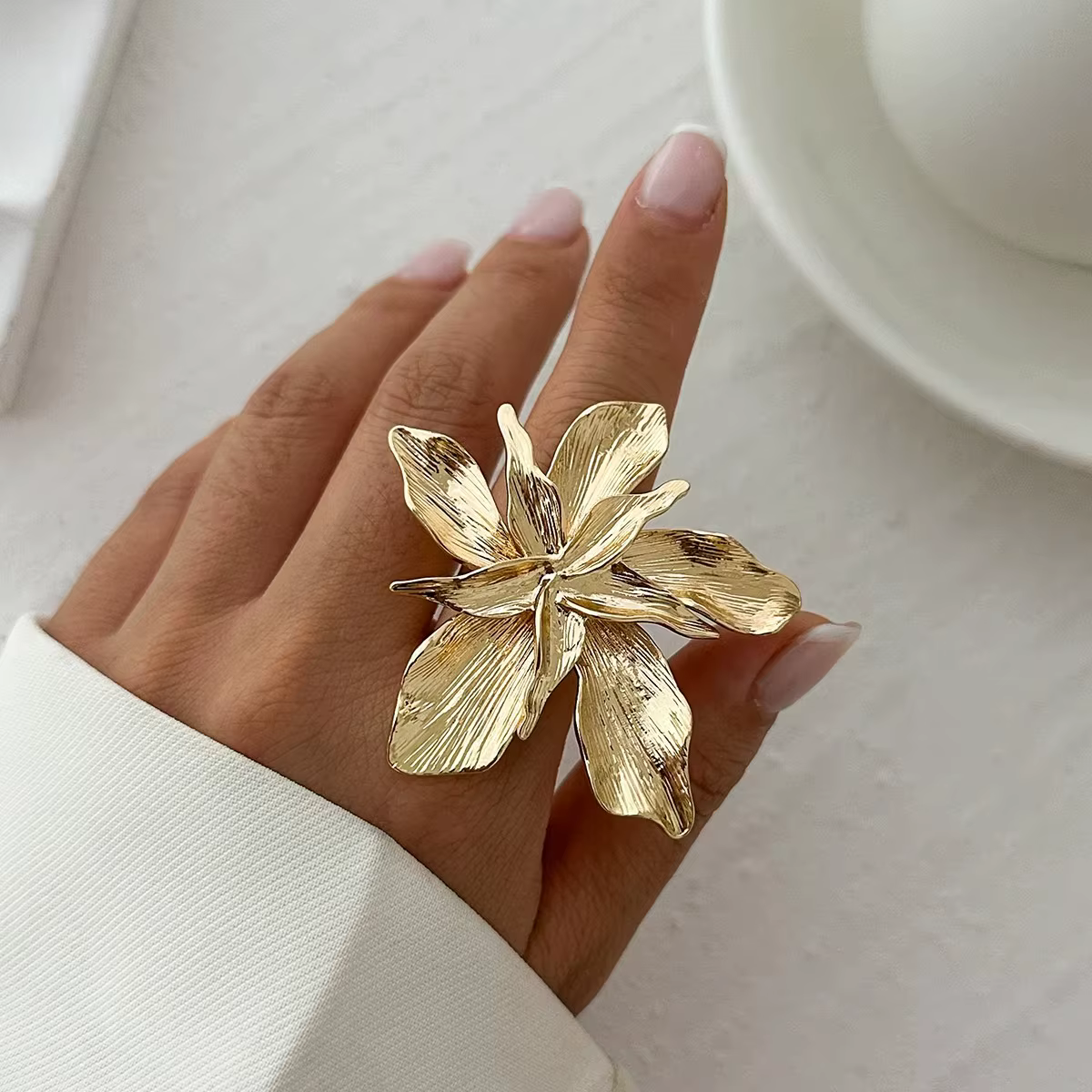 Salircon 2025 – bague à fleurs en métal Double couche pour femmes, Design de personnalité, tendance 