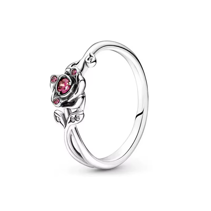 Bague en zircon rose, bague couronne à la mode avec perle, bague en argent sterling S925, idéale pou