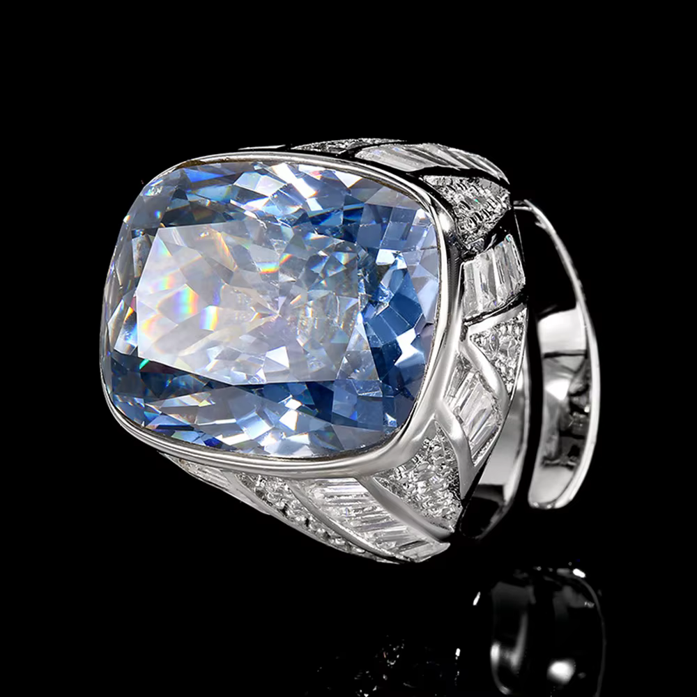 Vinregem 15*20MM laboratoire créé saphir Paraiba Tourmaline gemme luxe ouvert réglable anneau pour l
