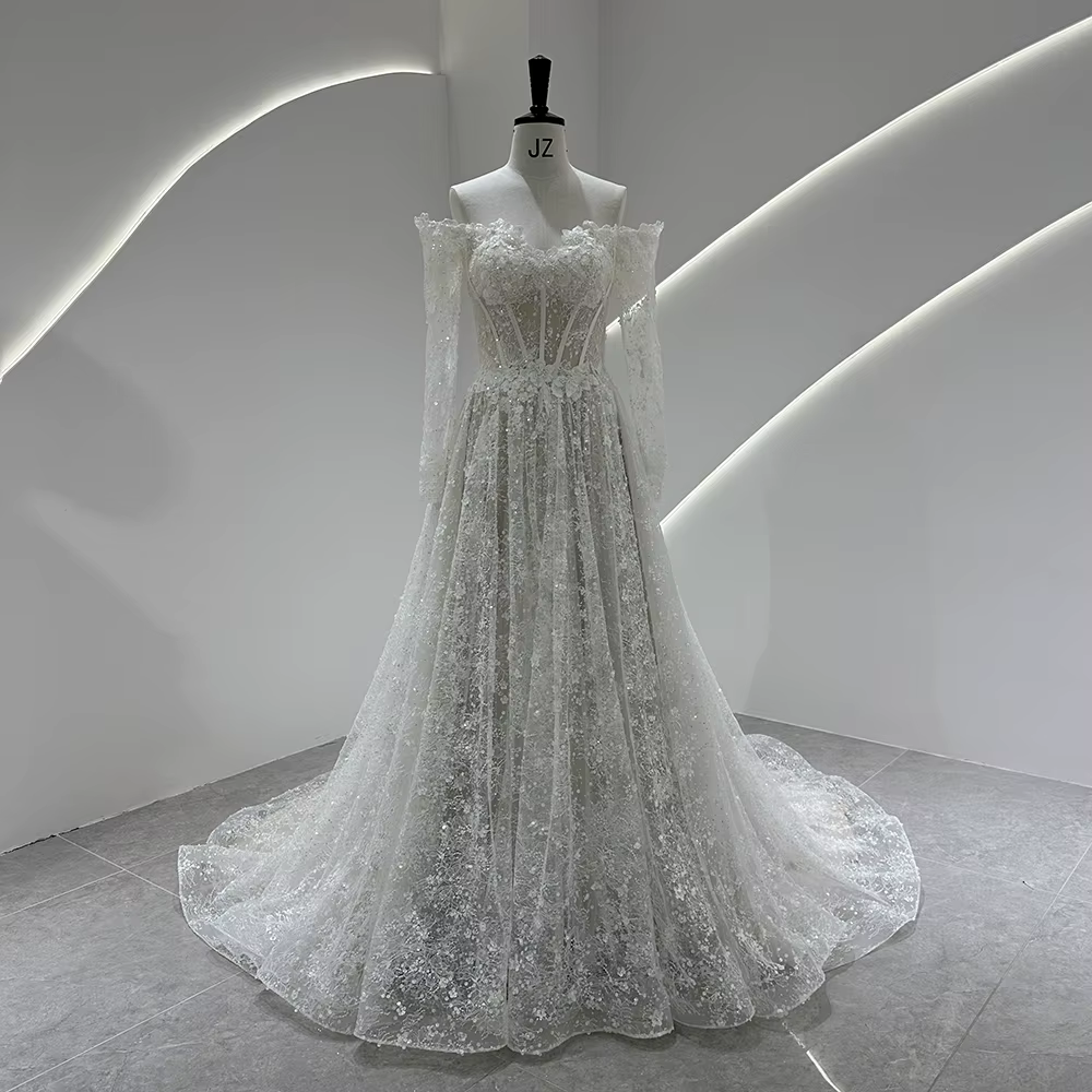 SL-9534 personnalisé SuLi dentelle Robe De mariée pour les femmes mariées Boho Robe De mariée à manc