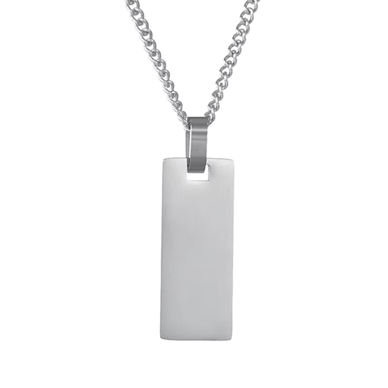 Treebud – collier Photo personnalisé, pendentif rectangulaire, en acier inoxydable, gravé au Laser, 