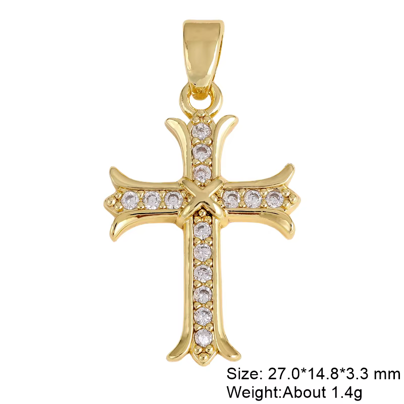 Juya bricolage Talisman religieux fabrication de bijoux composants 18K véritable plaqué or Cz perles