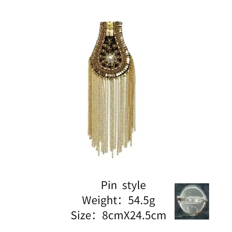 Nouvelle main perlée britannique rétro Punk Style métal frange épaulette Costume bijoux accessoires