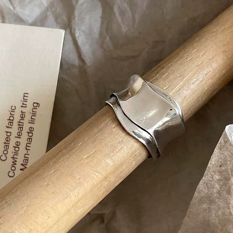 Bagues réglables en argent 925 pour femmes, Surface large, géométrie, fiançailles, mariage, bijoux d